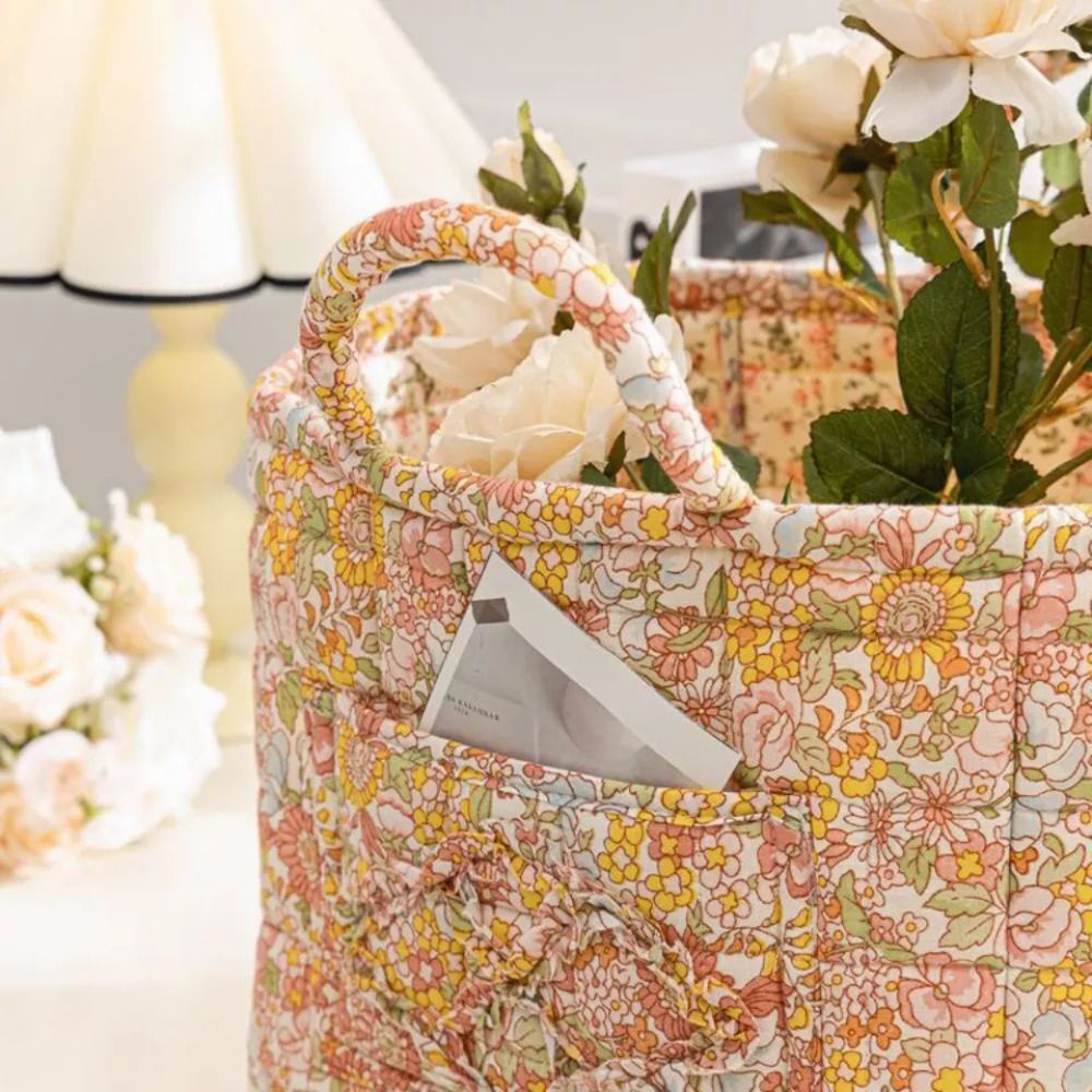 BloomNest – Vintage Floral Storage Basket
