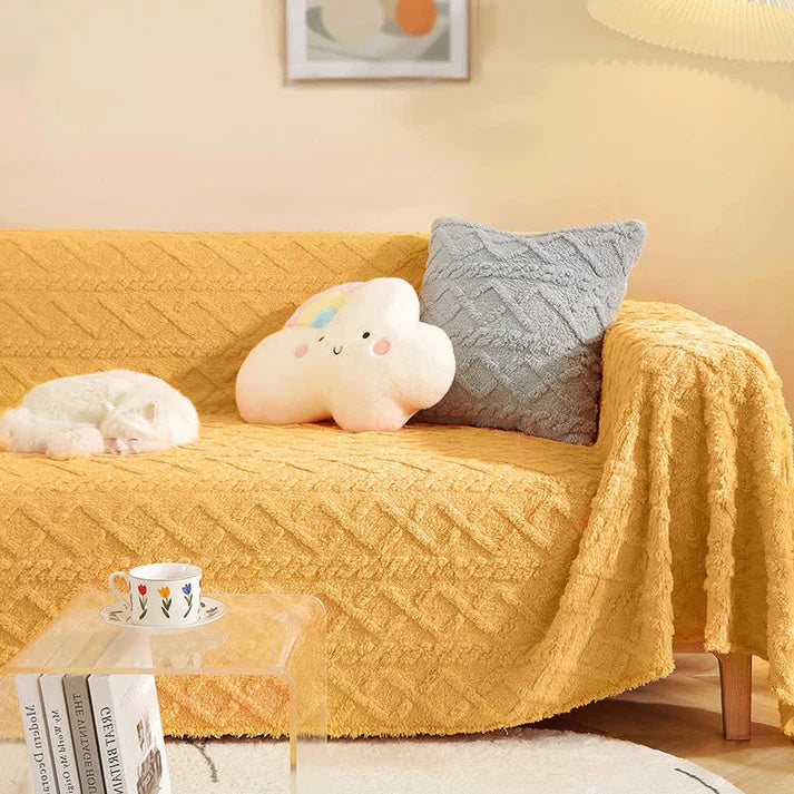 CozyNest Cover - Couch Cover - Waffle Texture - Sherpa Warm Comfort