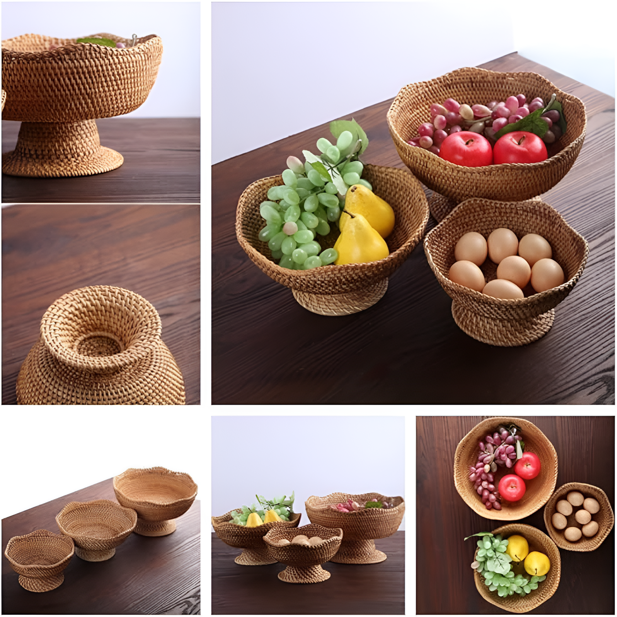 WeaveBloom – Handwoven Rattan Fruit Basket Natural Kitchen Decor