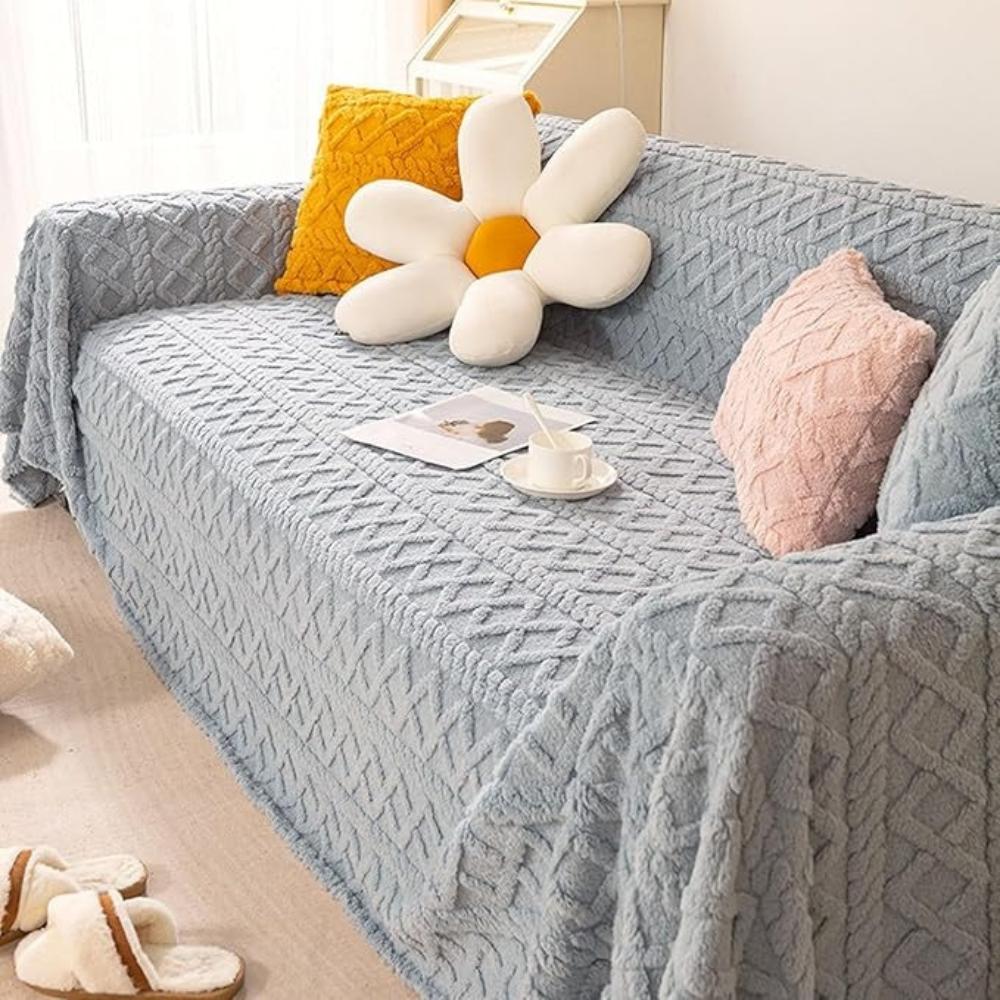 CozyNest Cover - Couch Cover - Waffle Texture - Sherpa Warm Comfort