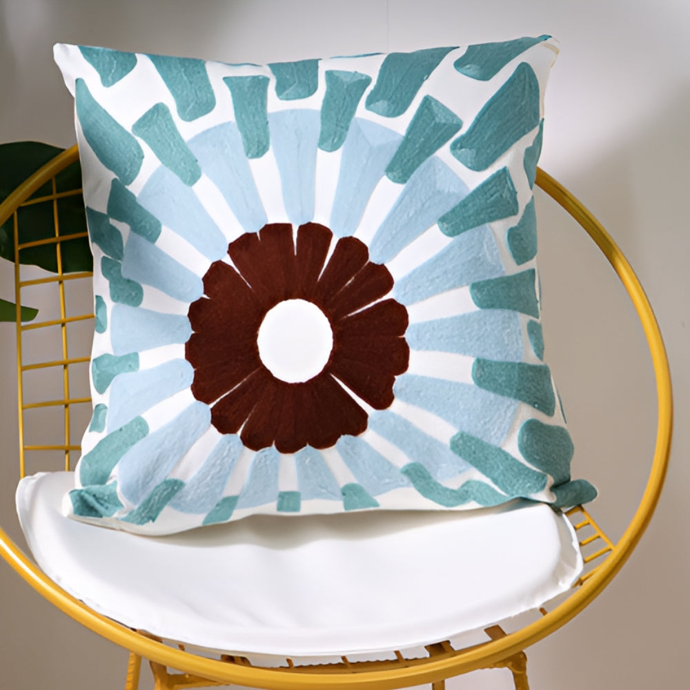 TideSketch – Embroidered Ocean Cushion Cover