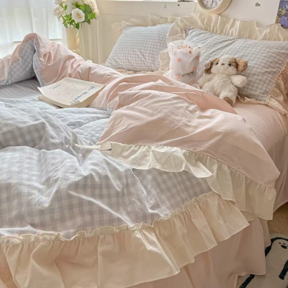 GinghamBelle – Ruffled Gingham Check Bedding Set