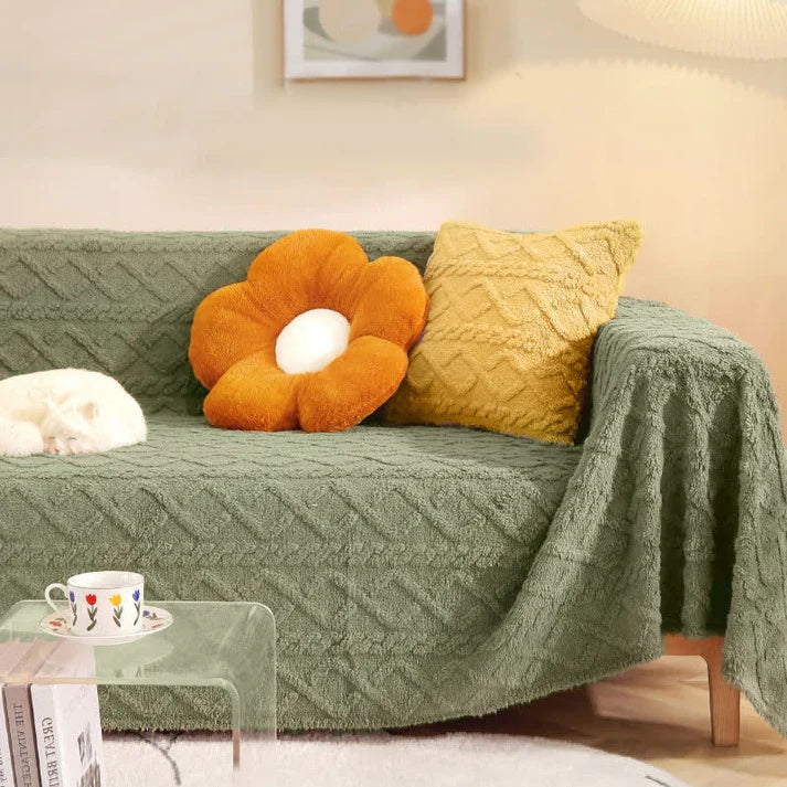 CozyNest Cover - Couch Cover - Waffle Texture - Sherpa Warm Comfort