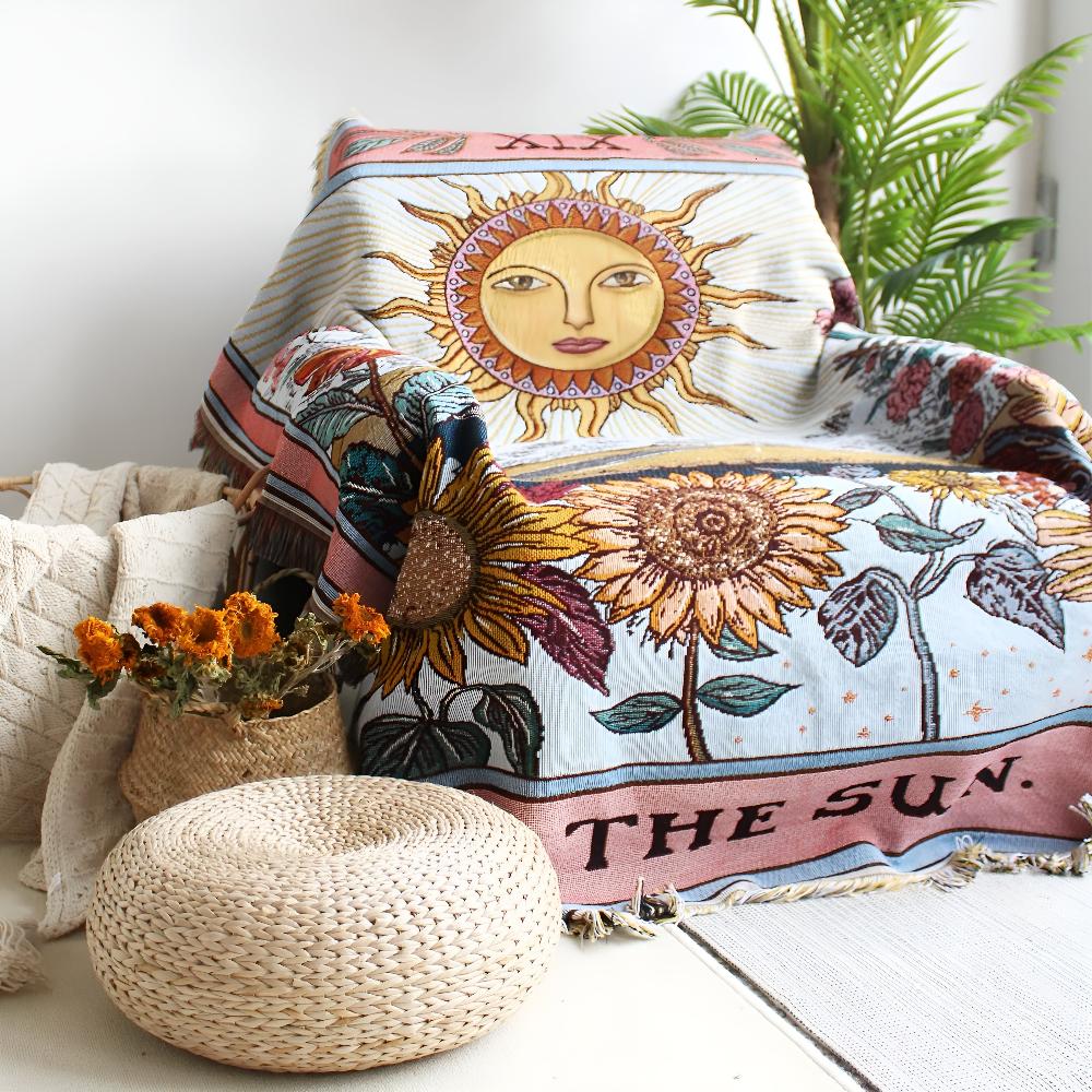 SolaraAura Blanket - Throw Blanket - Boho Style - Sun Design Comfort