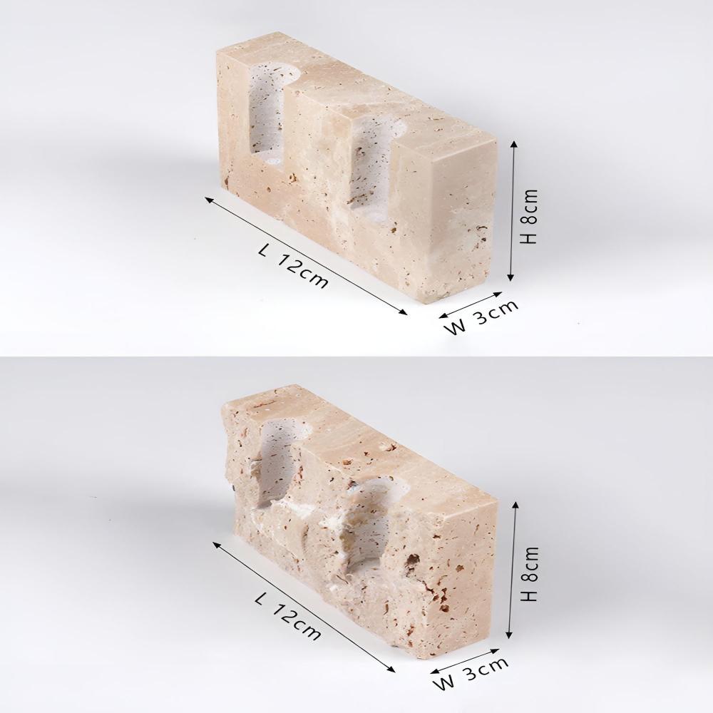 LumiStone – Travertine Dual Candle Holder Natural Modern Decor