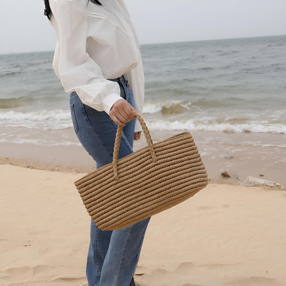 StrawEase Tote - Woven Beach Bag - Boho Style - Lightweight Carry