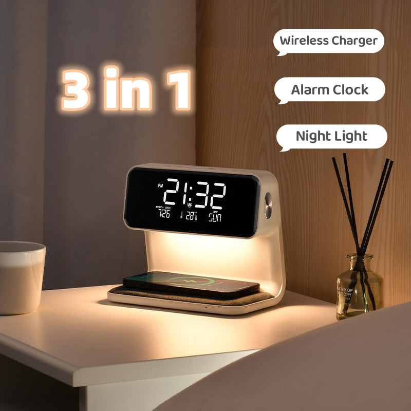 LumoDock – 3-in-1 Touch Lamp with Wireless Charger Alarm Clock