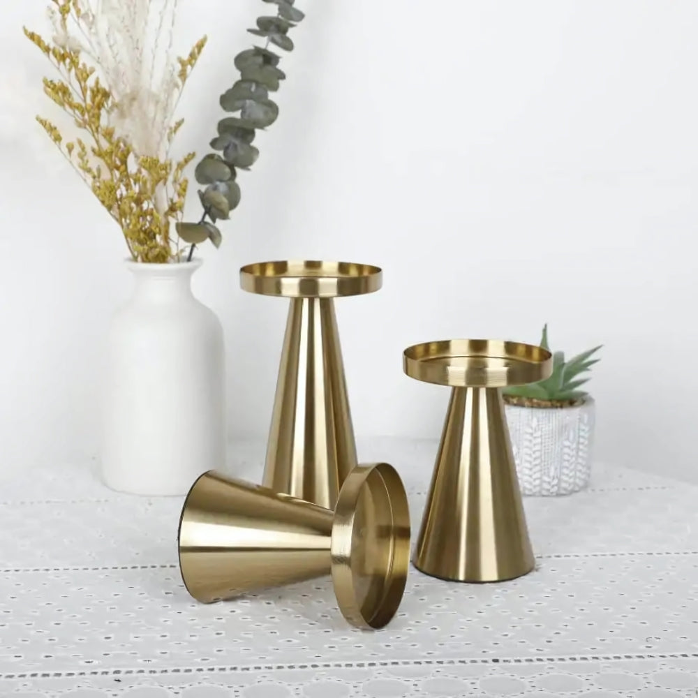 BrassLuxe – Handcrafted Candle Holder Set Elegant Home Decor