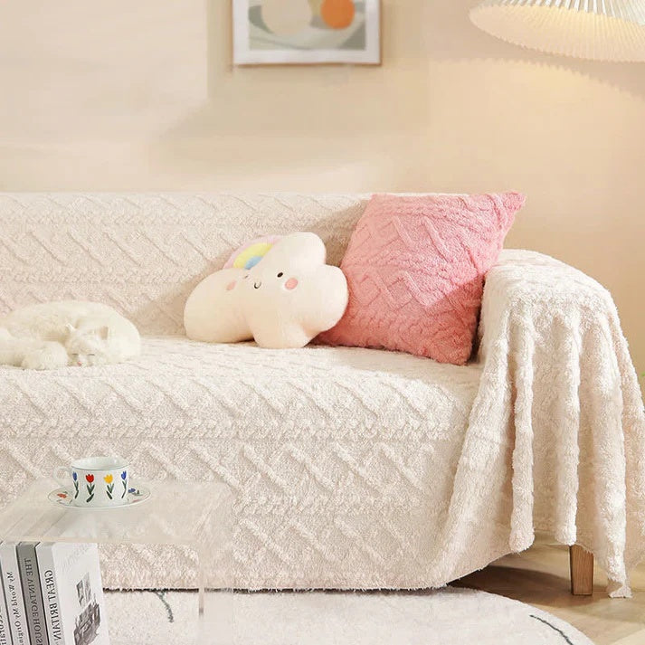 CozyNest Cover - Couch Cover - Waffle Texture - Sherpa Warm Comfort