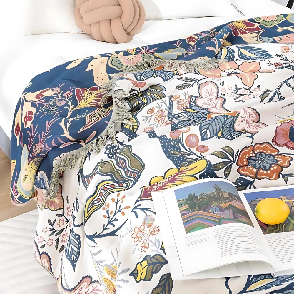 FloraTassel – Artistic Cotton Blanket