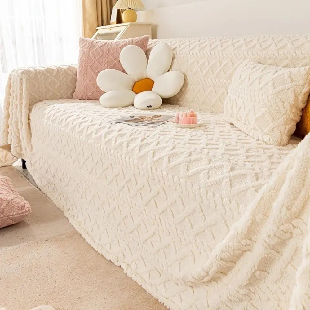 CozyNest Cover - Couch Cover - Waffle Texture - Sherpa Warm Comfort