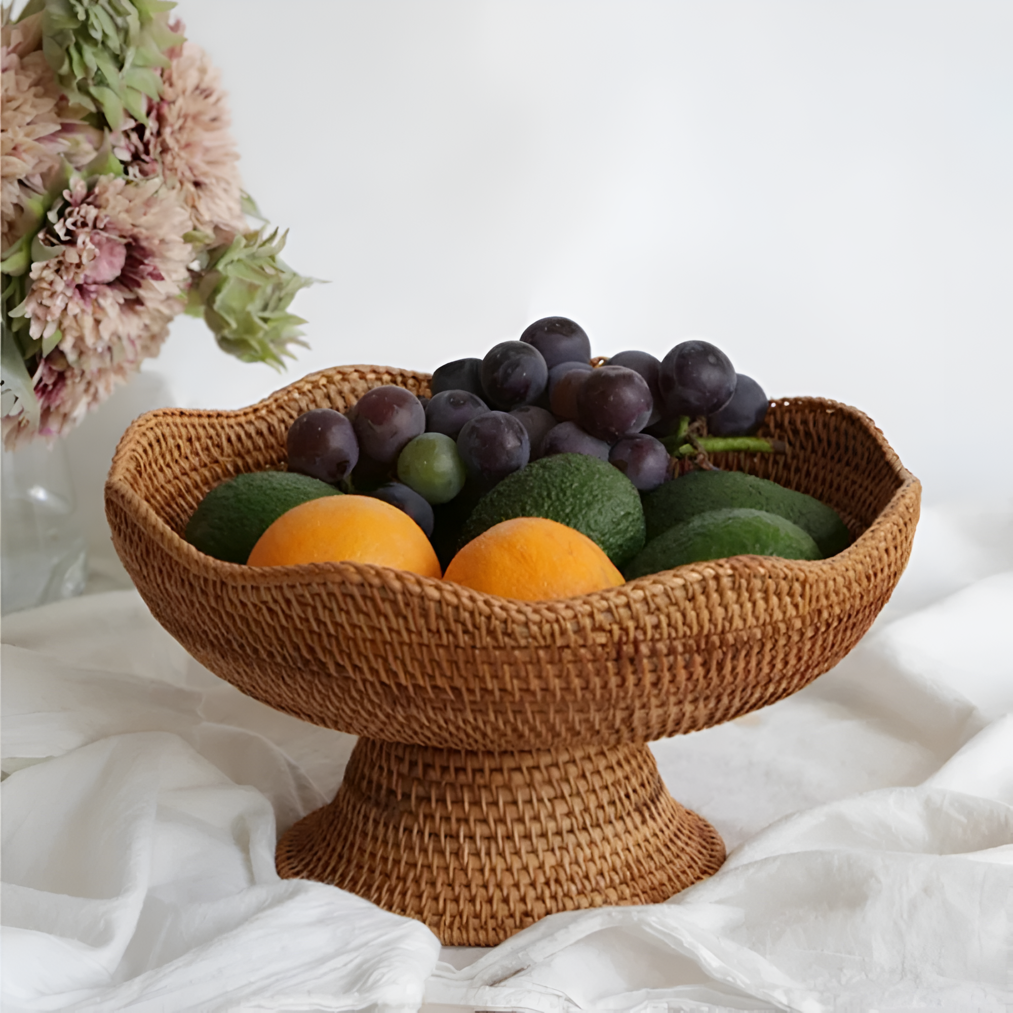 WeaveBloom – Handwoven Rattan Fruit Basket Natural Kitchen Decor