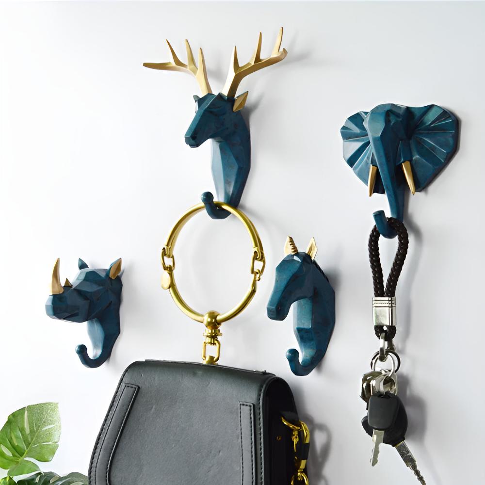 Aero Animal Head Wall Hook - Durable Resin, Whimsical Key Holder for Wall 3