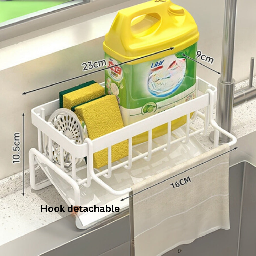 Alaris Sink Caddy - Carbon Steel, Self-Draining Kitchen Sponge Holder 5