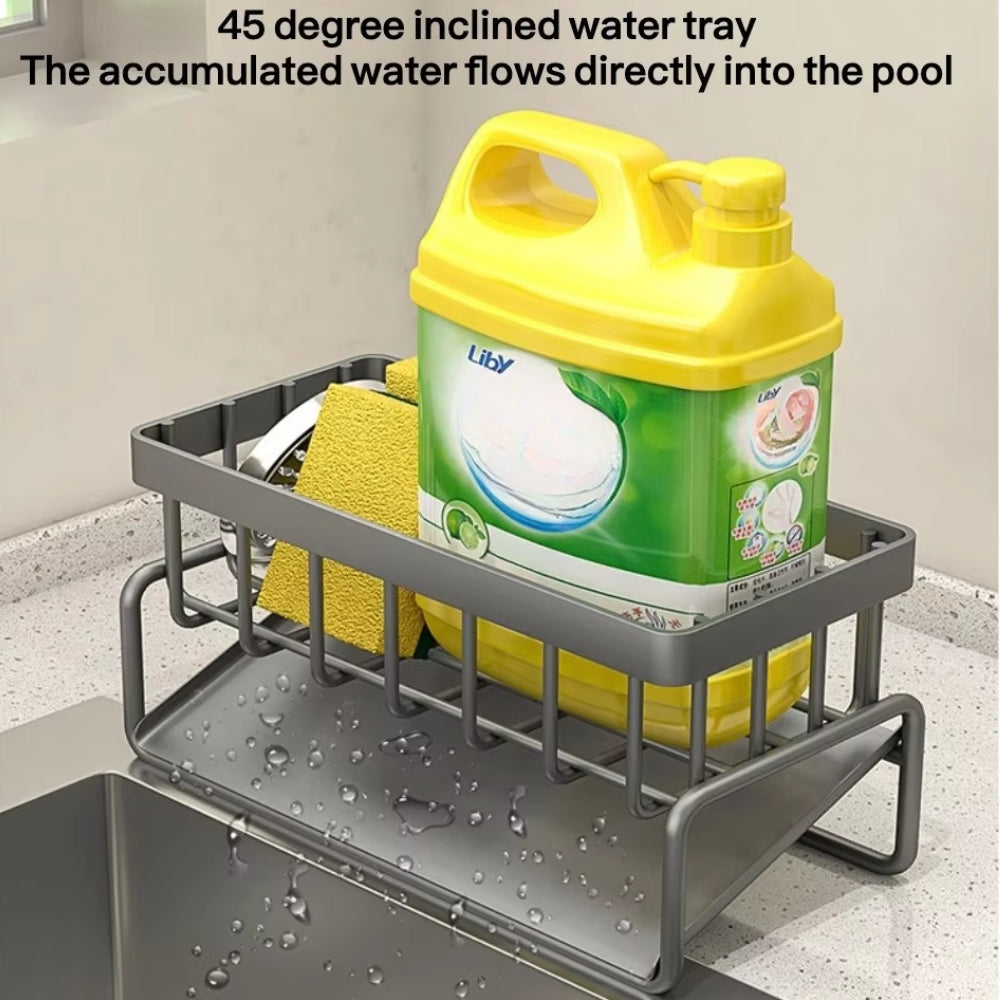 Alaris Sink Caddy - Carbon Steel, Self-Draining Kitchen Sponge Holder 8