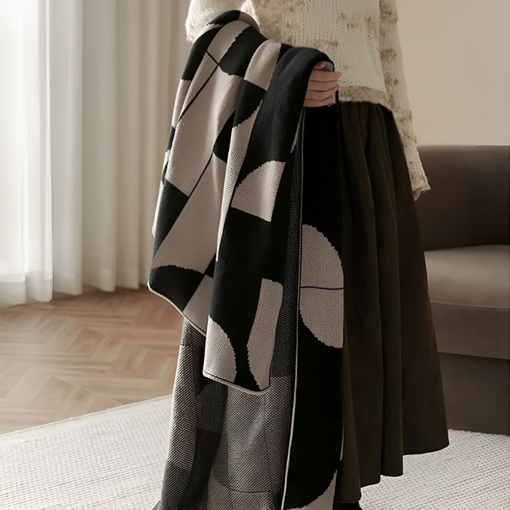 Arden Throw Blanket - Soft Microfiber, Geometric Monochrome Design 1