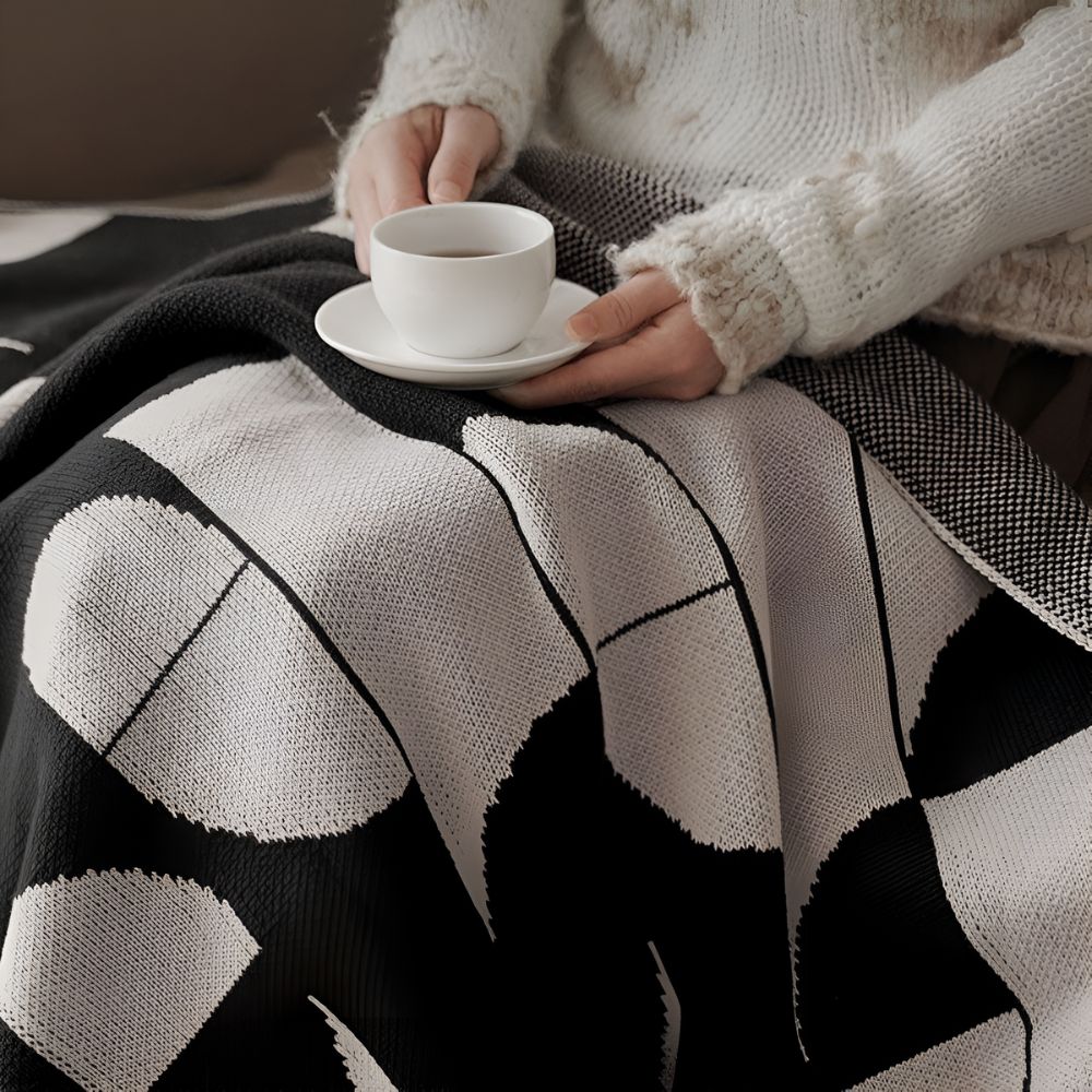 Arden Throw Blanket - Soft Microfiber, Geometric Monochrome Design 2