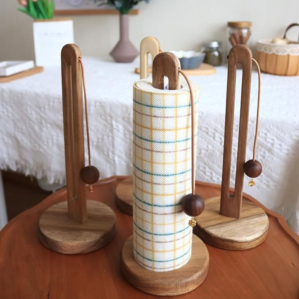 Arden Toilet Paper Holder Stand - Premium Acacia Wood, Modern Design 0