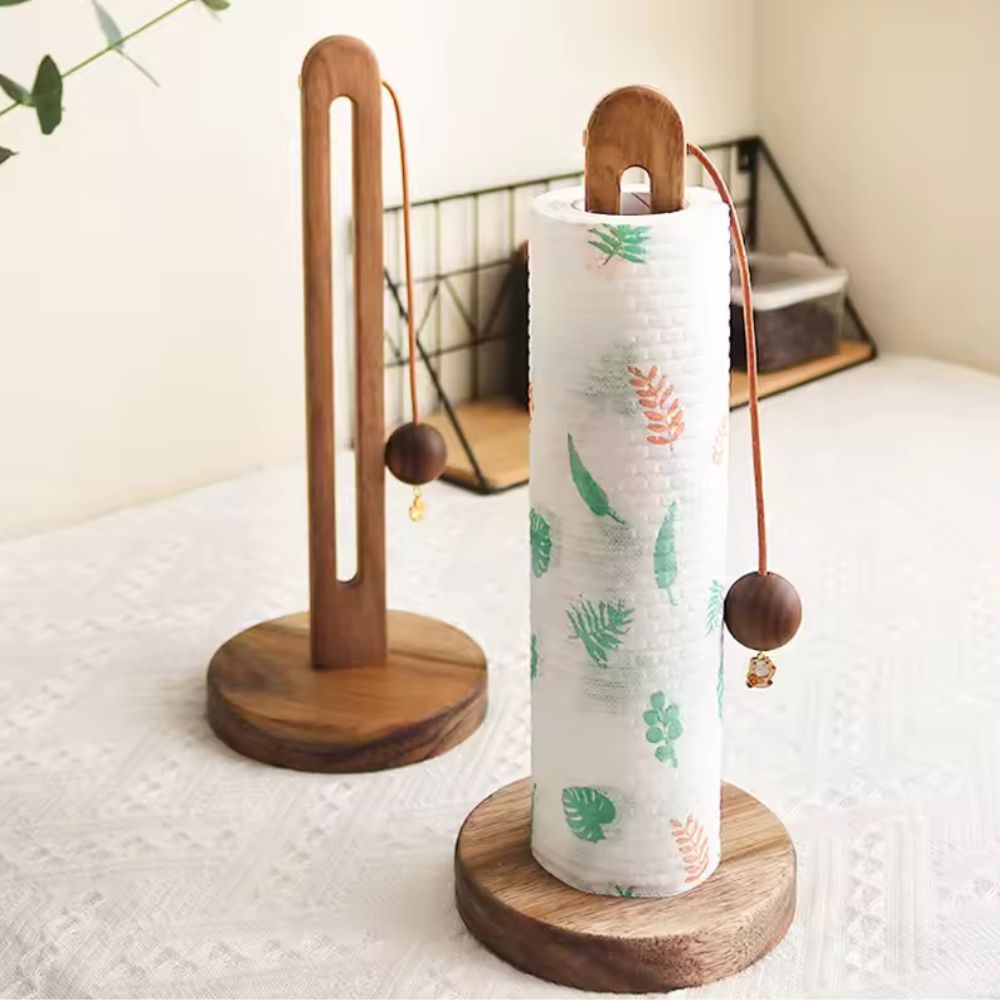 Arden Toilet Paper Holder Stand - Premium Acacia Wood, Modern Design 1