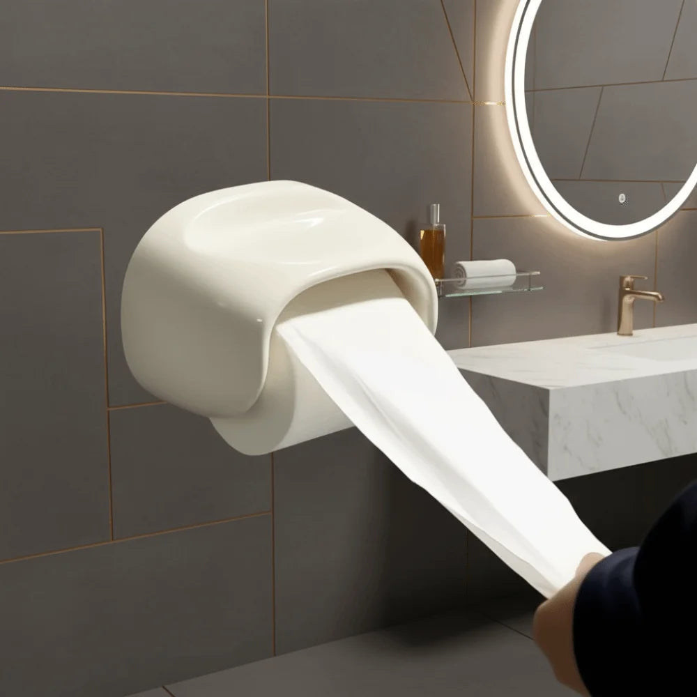 Ari Toilet Paper Holder Stand - High-Gloss, Modern Adhesive Design 8