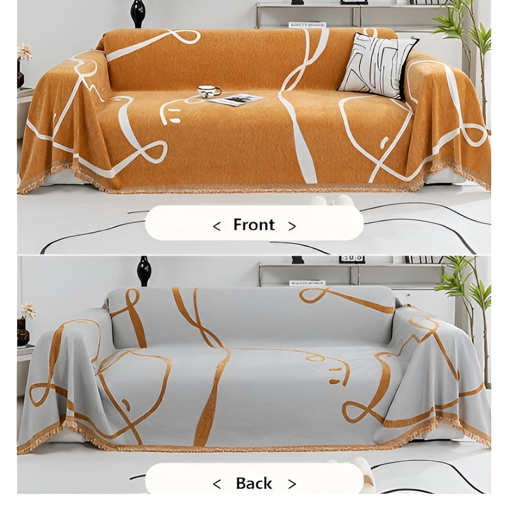 Astra Sofa Cover - Reversible Chenille, Abstract Design 7