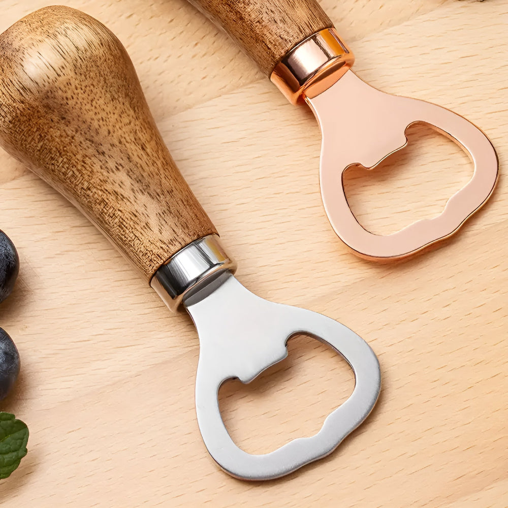Aurelia Bottle Opener - Acacia Wood Handle, Stainless Steel Durable Design 1