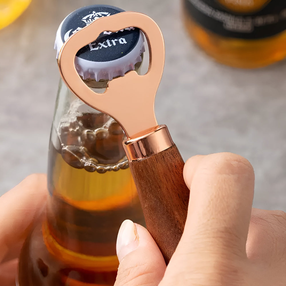 Aurelia Bottle Opener - Acacia Wood Handle, Stainless Steel Durable Design 2