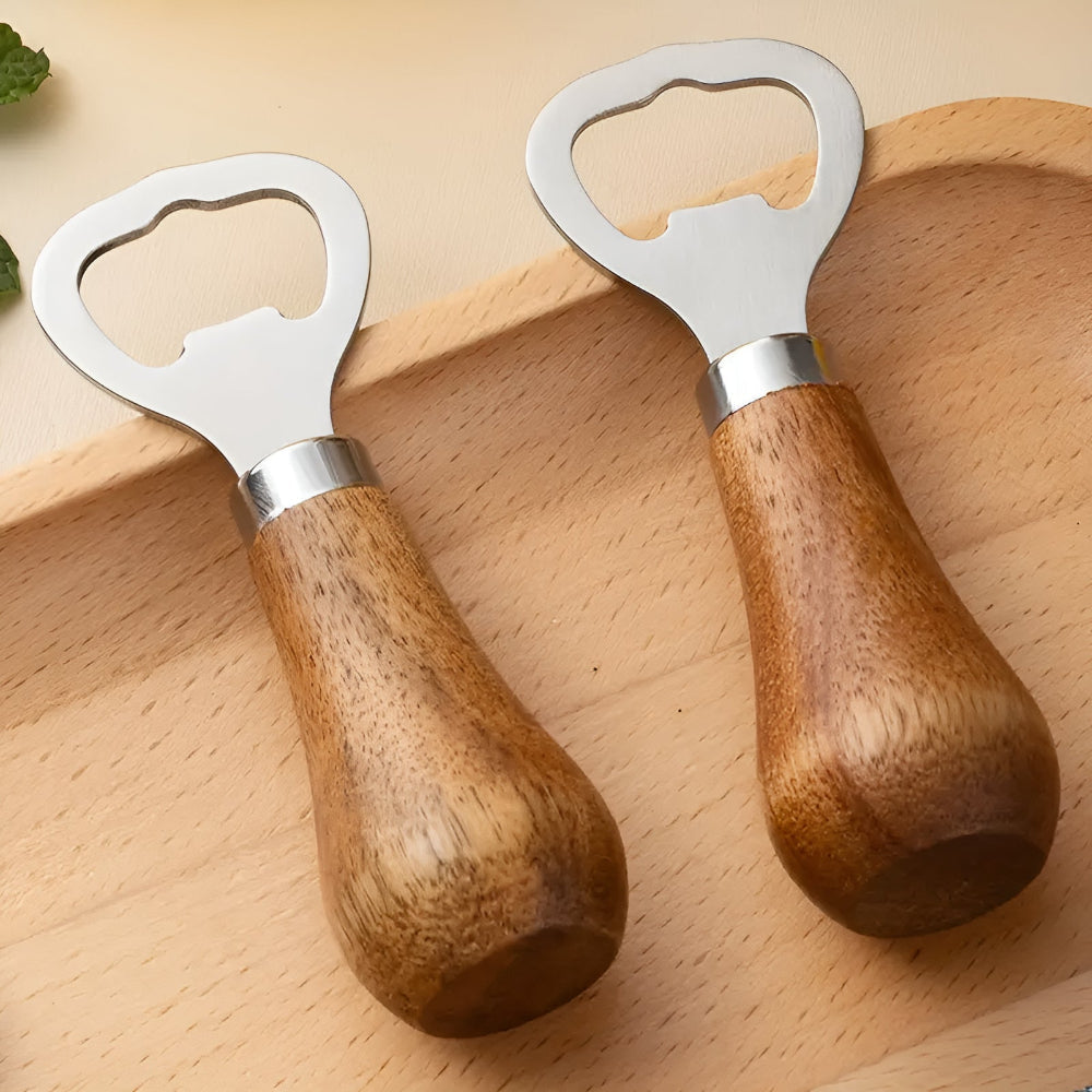 Aurelia Bottle Opener - Acacia Wood Handle, Stainless Steel Durable Design 3