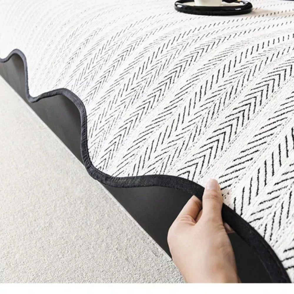 Aurelia Sofa Cover - Soft Microfiber, Herringbone Pattern, Scalloped Edge 7