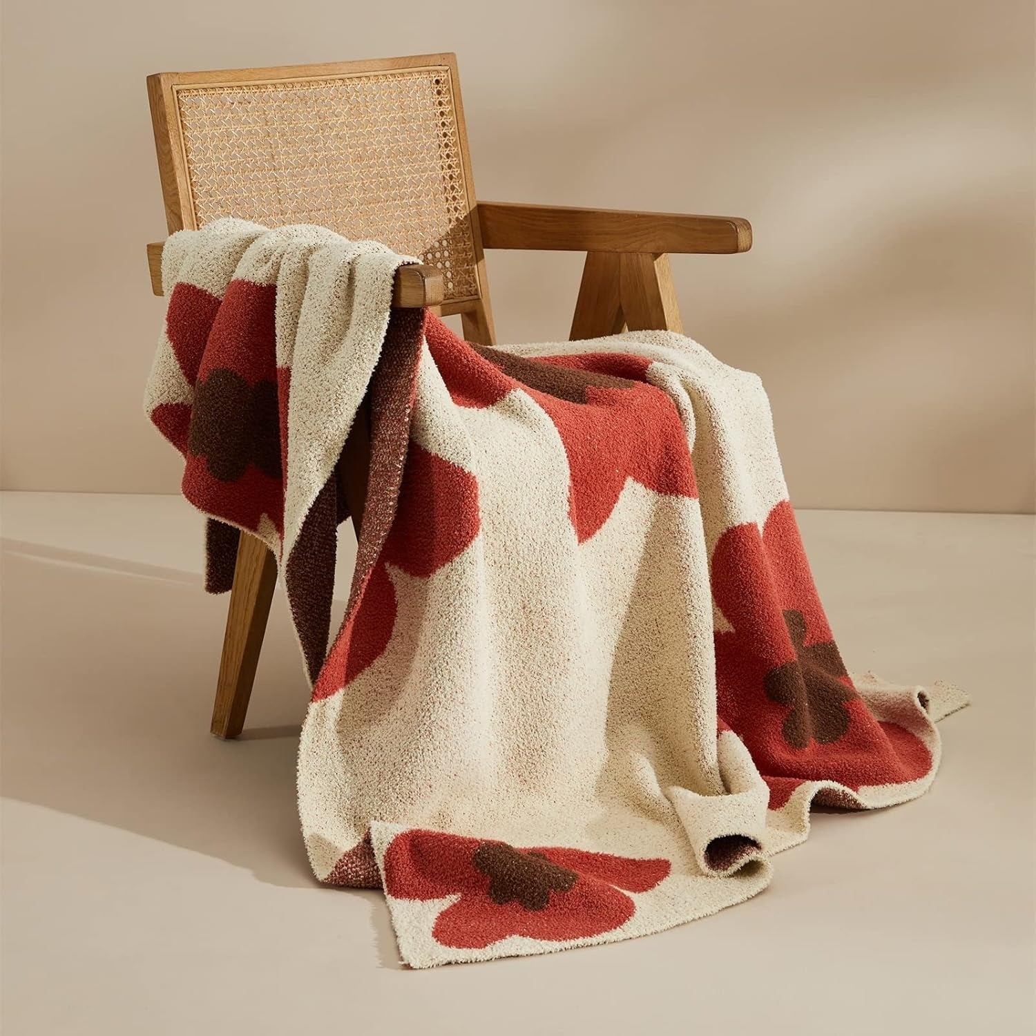 Aurora Bloom Knitted Blanket - Floral Knit Design, All-Season Comfort 5