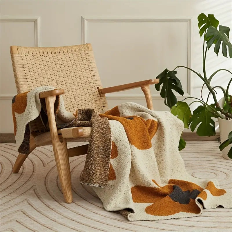 Aurora Bloom Knitted Blanket - Floral Knit Design, All-Season Comfort 7