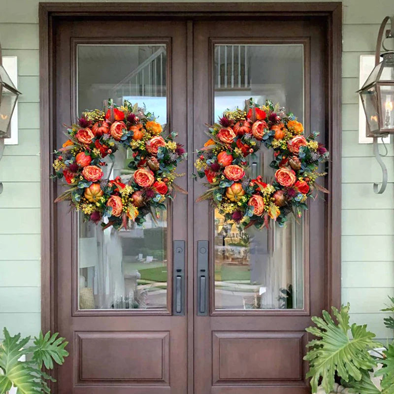 AutumnAura Wreath - Artificial Fall Decor, Rustic Charm for Indoor/Outdoor 4