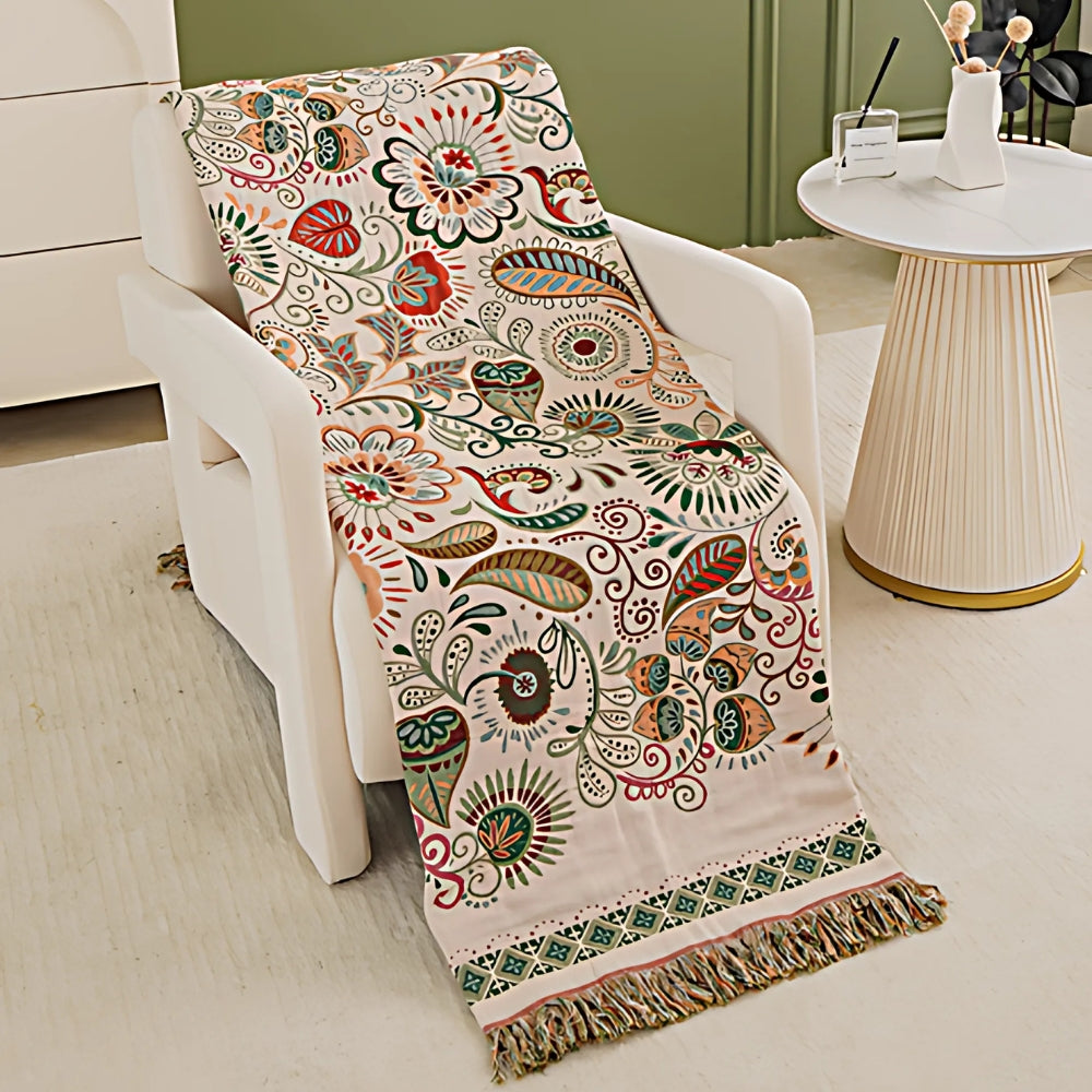 LeafHaven – Boho Reversible Cotton Blanket