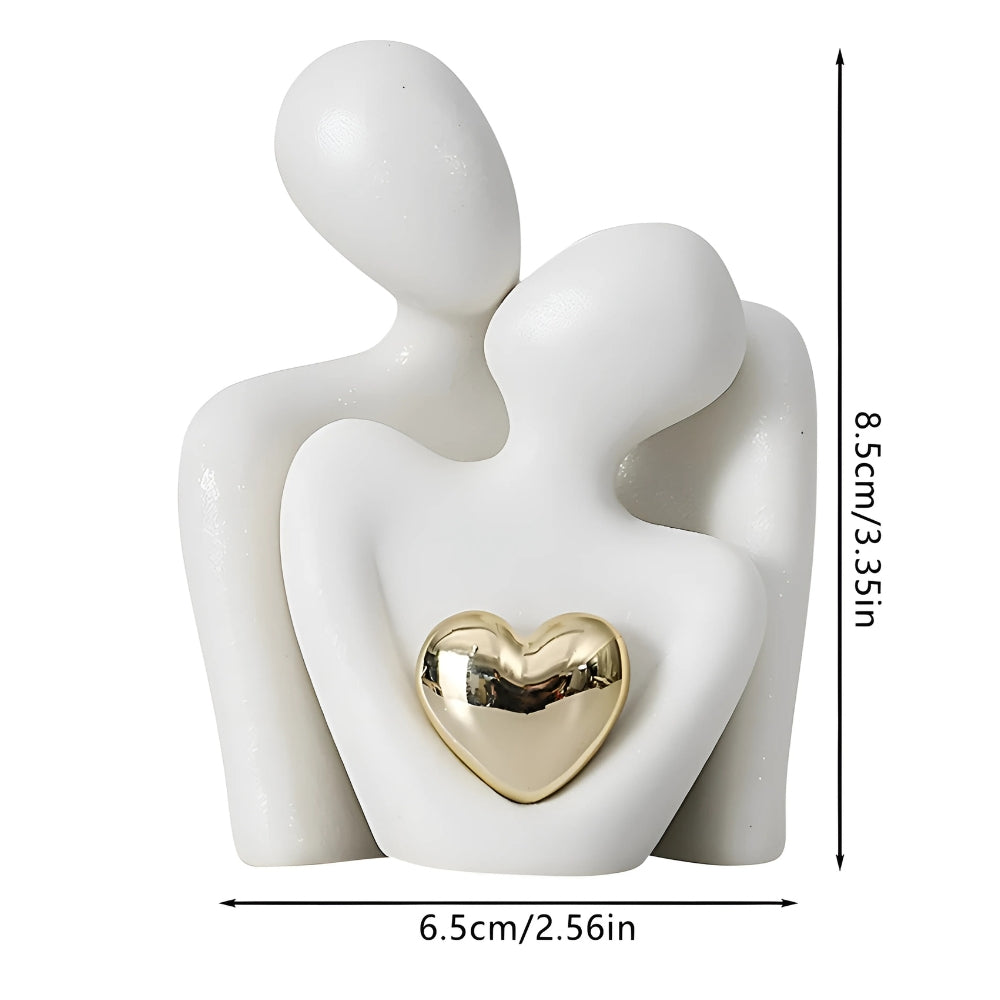 Aveline Figurine - Abstract Resin Couple with Golden Heart 6