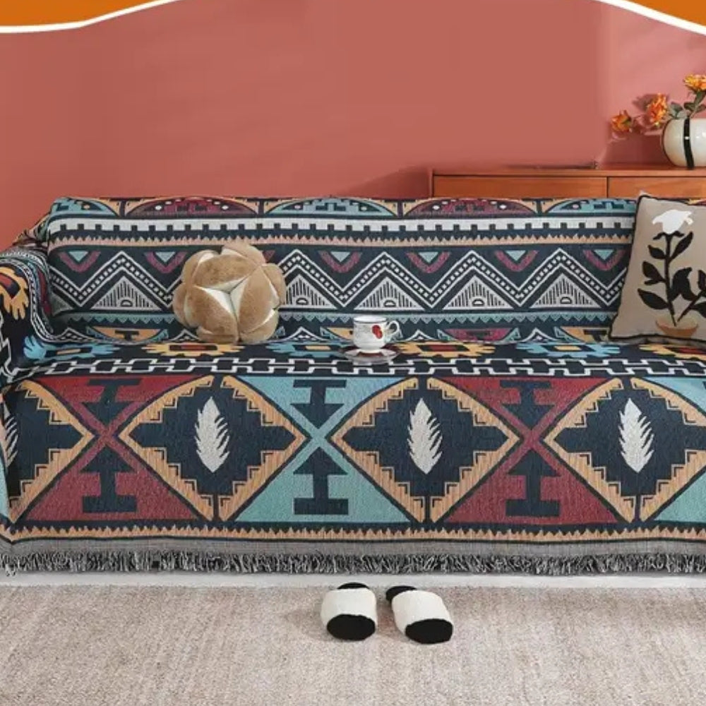 Azen Sofa Cover - Microfiber Blend, Bohemian Aztec Design 3