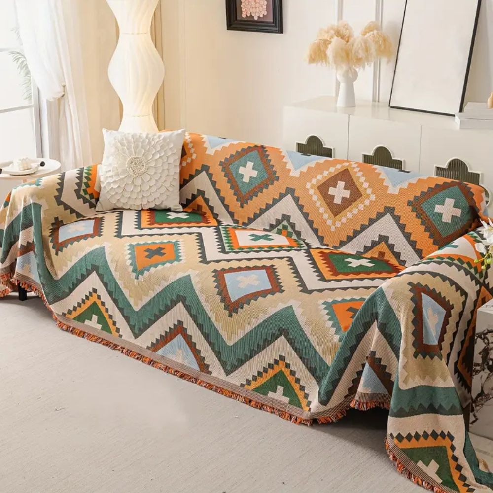 Azen Sofa Cover - Woven Chenille, Vibrant Design 0