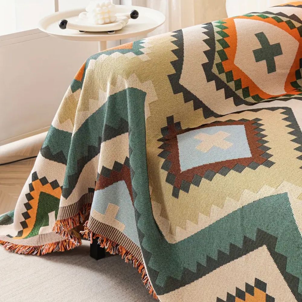 Azen Sofa Cover - Woven Chenille, Vibrant Design 4