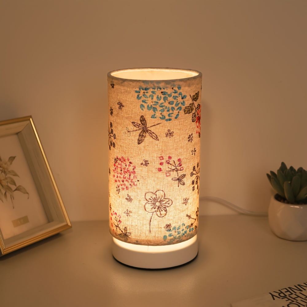 Bloom Table Lamp - Floral Fabric, Vintage Design for Bedroom or Living Room 0