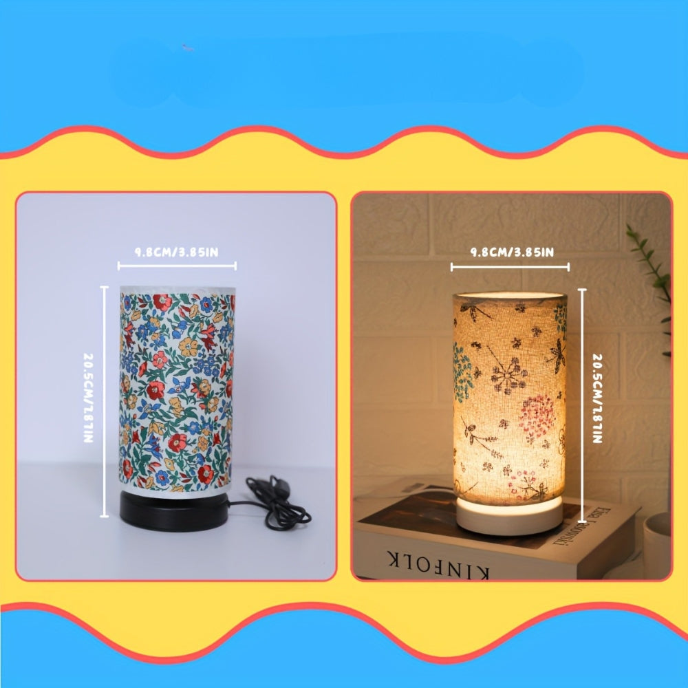 Bloom Table Lamp - Floral Fabric, Vintage Design for Bedroom or Living Room 8