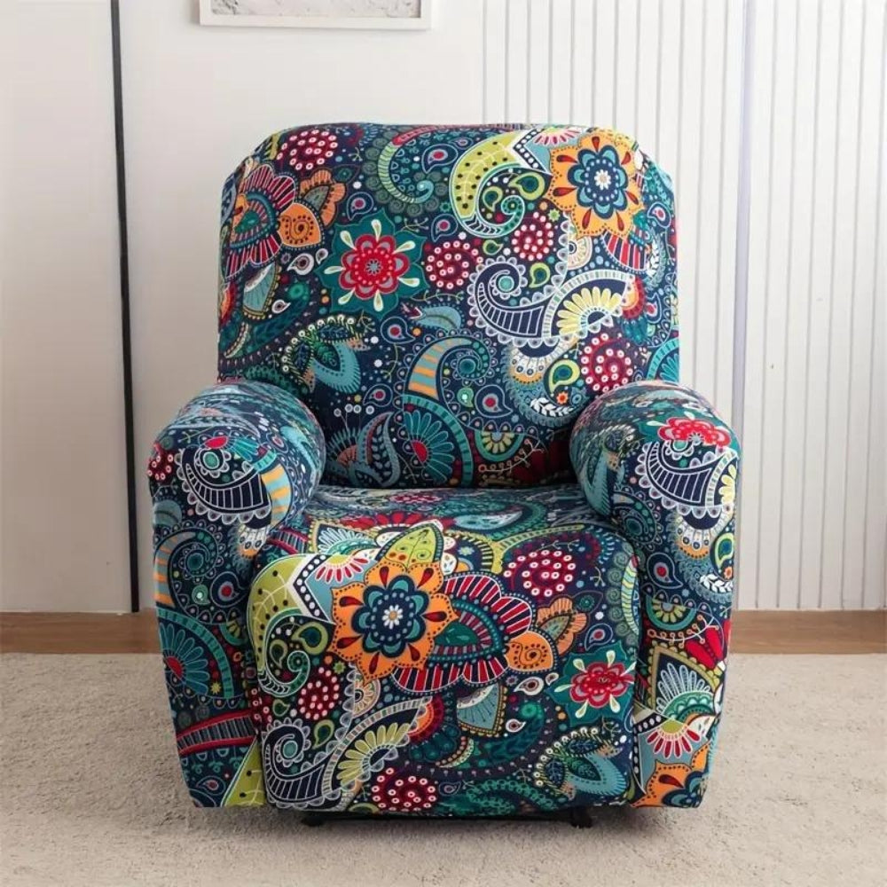 Blossom Recliner Cover - Durable Stretchy Fabric with Side Pockets 1