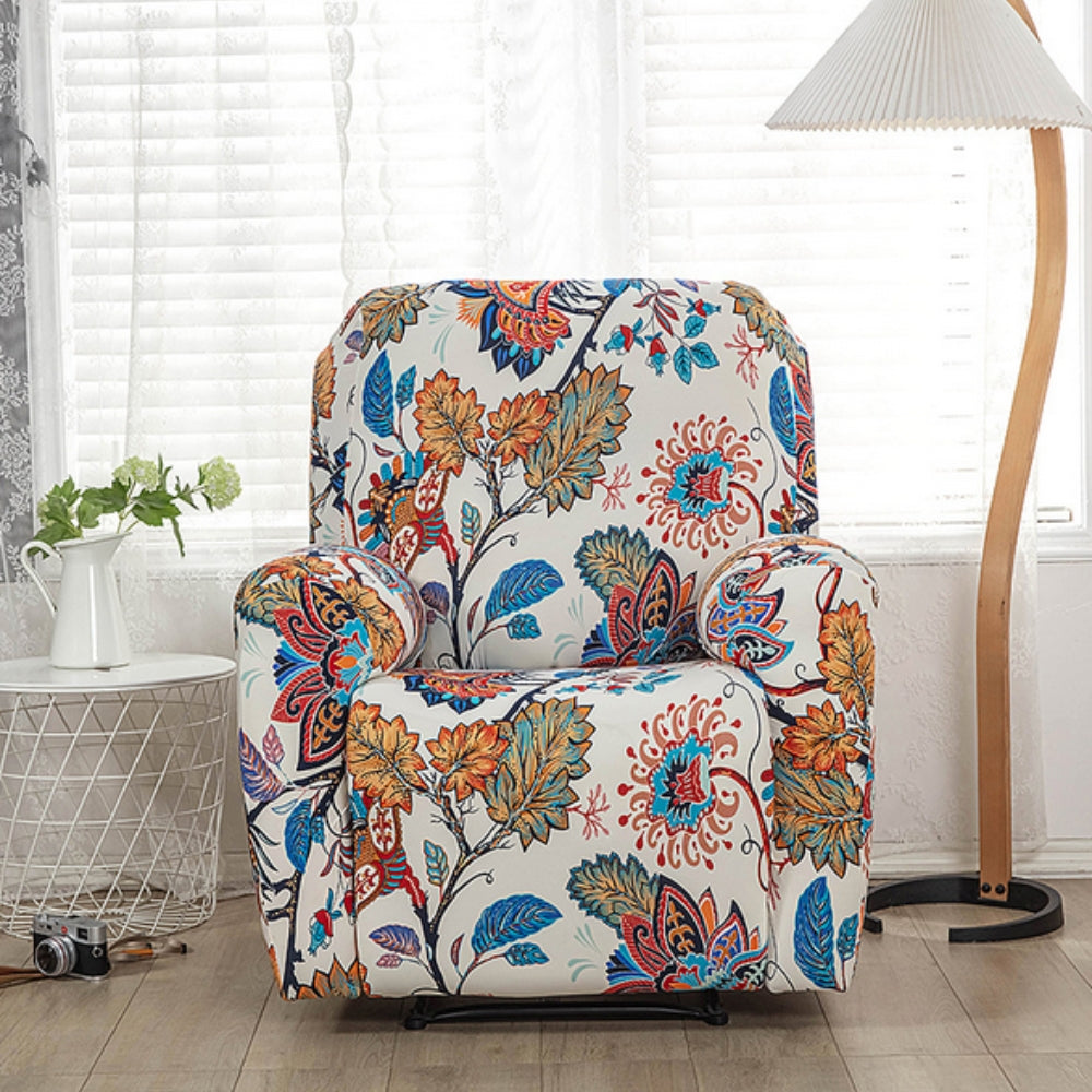 Blossom Recliner Cover - Durable Stretchy Fabric with Side Pockets 7