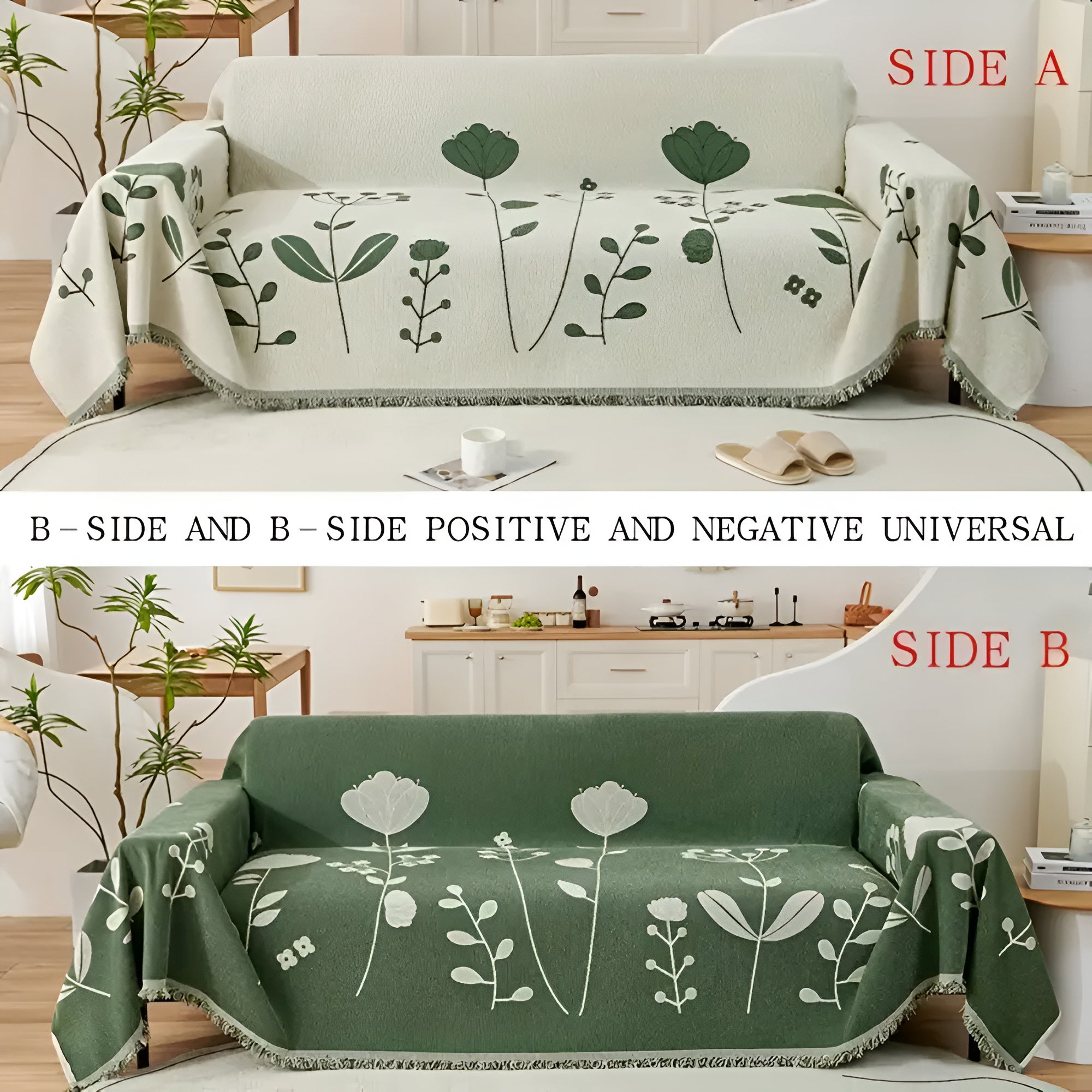 Blossom Sofa Cover - Reversible Microfiber, Floral Design 8