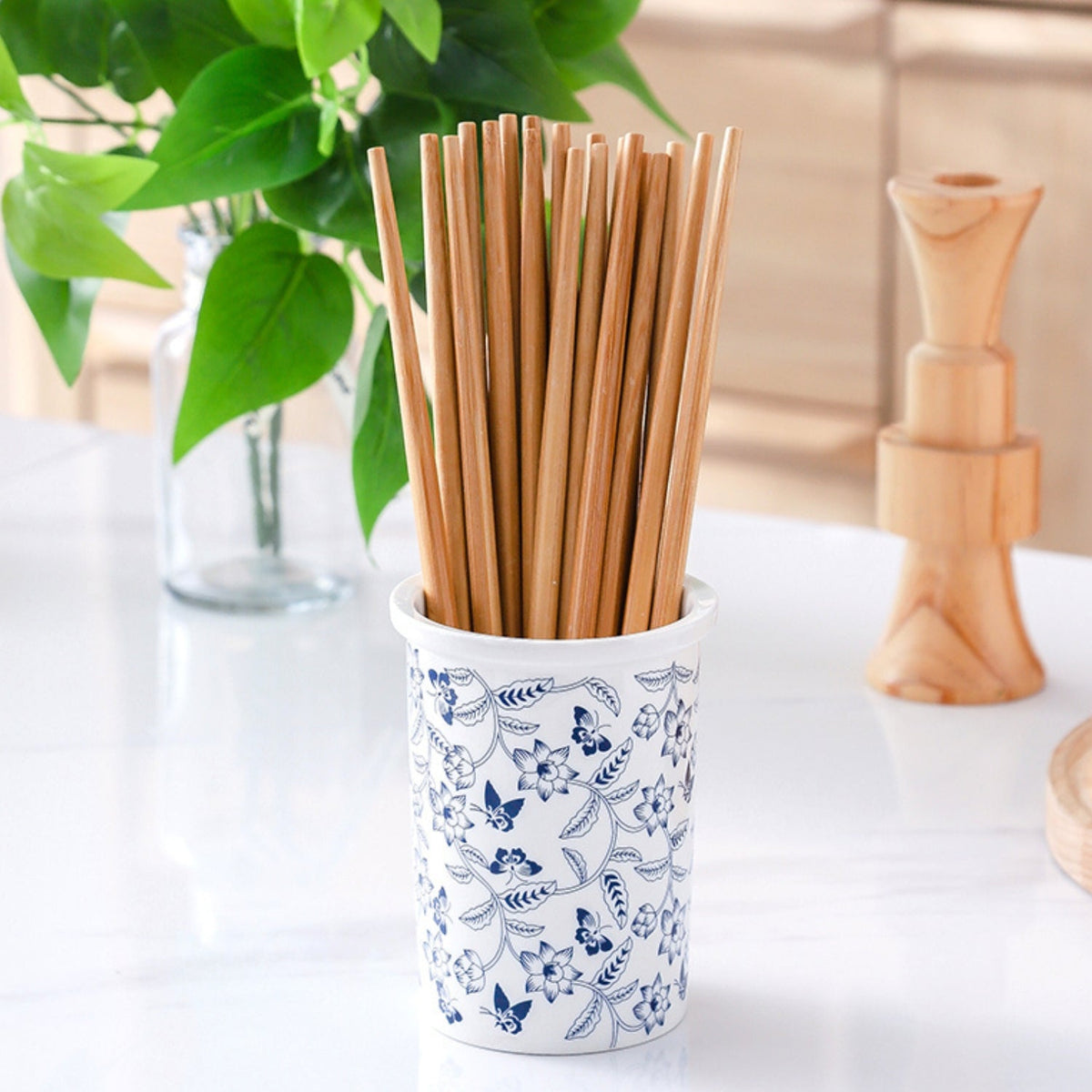Blythe Utensil Holder Crock - Ceramic, Floral Design 1