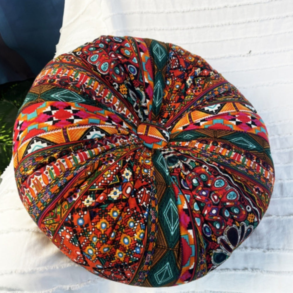 Bohara Round Cushion - Soft Microfiber, Vibrant Tribal Design 6