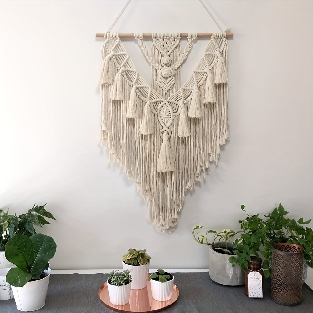 Bramble Macrame Wall Hanging - Handcrafted Cotton Tapestry, Boho Wall Art Decor 1