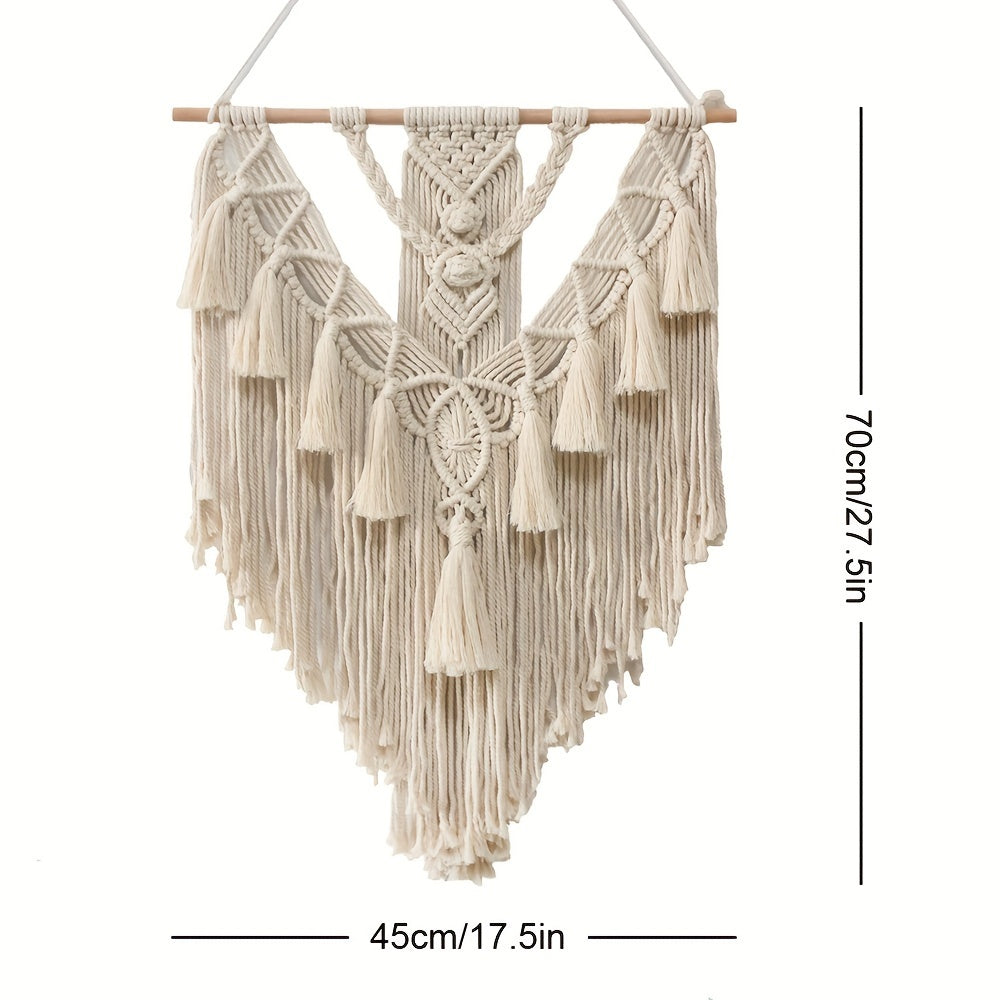 Bramble Macrame Wall Hanging - Handcrafted Cotton Tapestry, Boho Wall Art Decor 4
