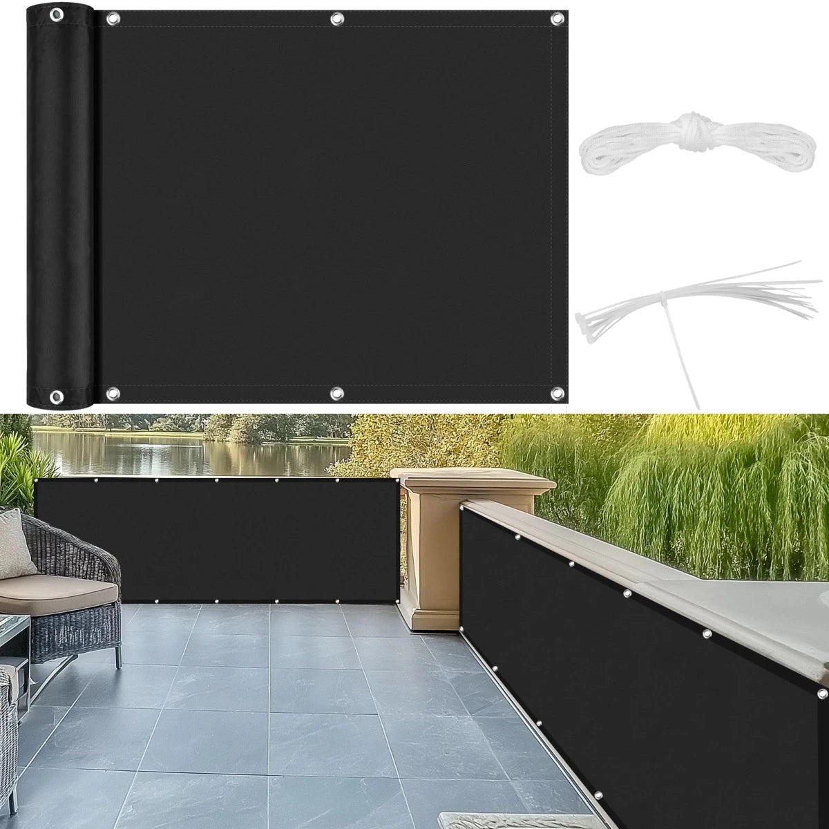 BreezeGuard Balcony Privacy Screen - Durable Polyester Fabric, Outdoor Protection 0