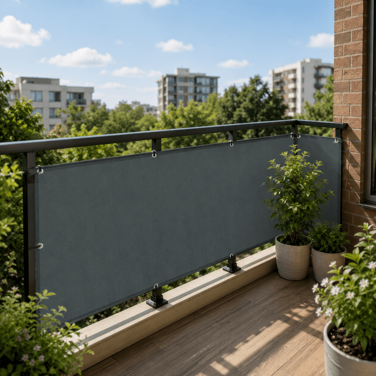 BreezeGuard Balcony Privacy Screen - Durable Polyester Fabric, Outdoor Protection 2