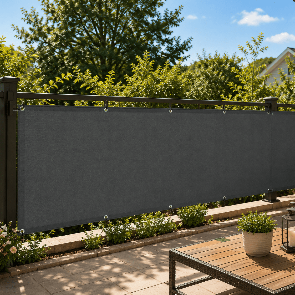BreezeGuard Balcony Privacy Screen - Durable Polyester Fabric, Outdoor Protection 4