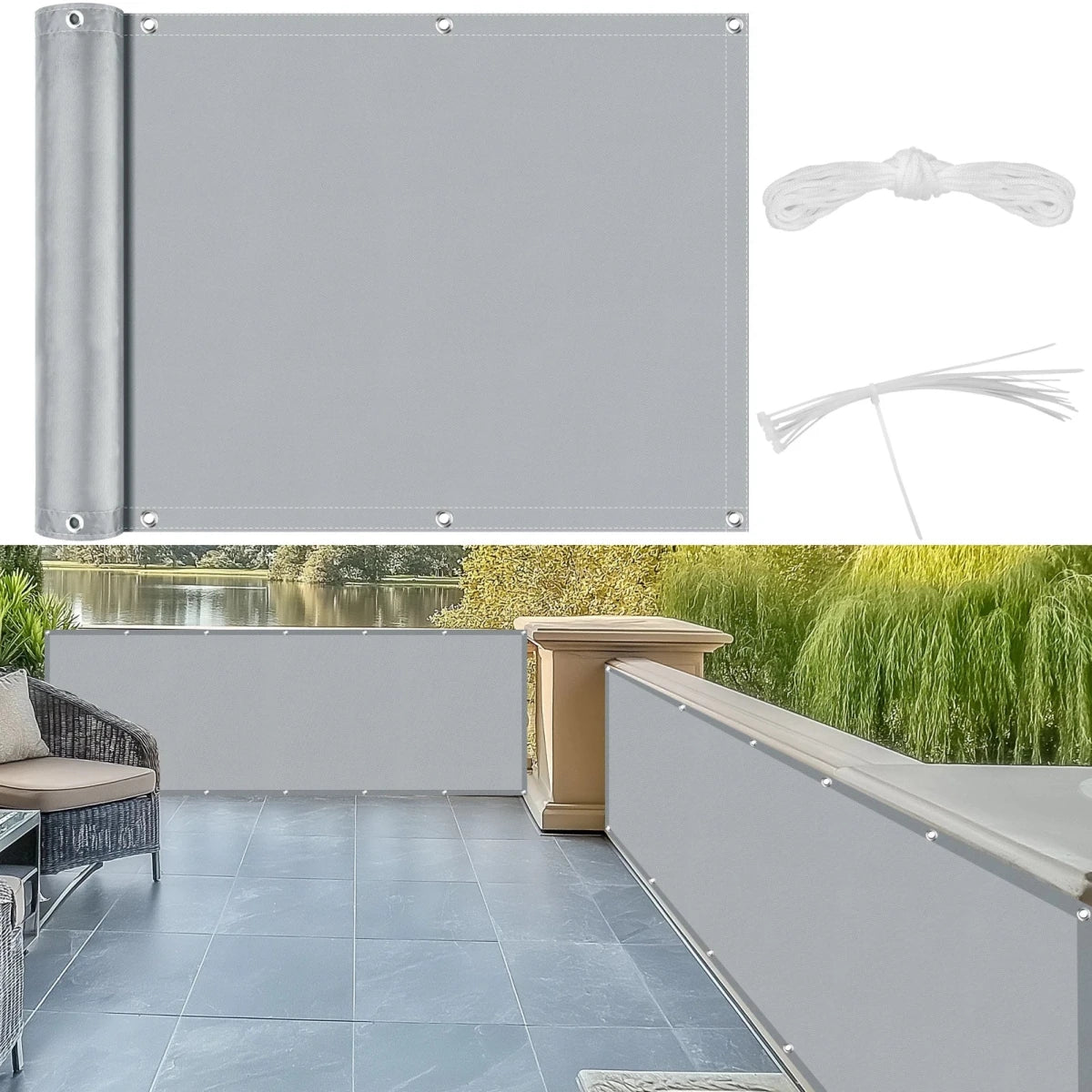 BreezeGuard Balcony Privacy Screen - Durable Polyester Fabric, Outdoor Protection 6